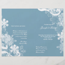 Programa blanco azul del boda del copo de nieve de tarjetones