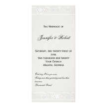 Programa blanco de plata del boda del invierno del tarjeta publicitaria personalizada