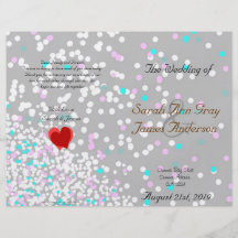 Programa blanco del boda del confeti flyer personalizado