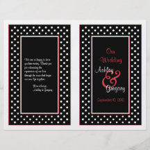Programa blanco negro del boda de la franja roja d tarjetas publicitarias