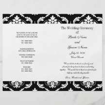 Programa blanco negro del boda del damasco del vin tarjetas publicitarias