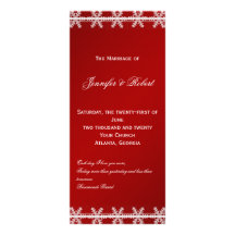 Programa blanco rojo del boda del invierno del cop tarjeta publicitaria personalizada