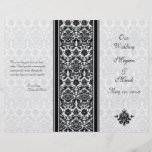 Programa blanco y negro del boda del damasco tarjeta publicitaria