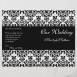 Programa blanco y negro del boda del damasco flyer a todo color