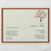 Programa caprichoso del boda del árbol de la caída flyer a todo color
