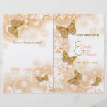 Programa coralino del boda de la mariposa del oro flyer personalizado