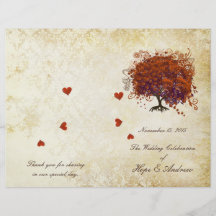 Programa coralino oscuro del boda del árbol de la  flyer personalizado
