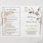 Programa de bambú el | Brown del boda del monogram Flyer A Todo Color