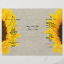 Programa de lino del boda del país del girasol de  flyer personalizado