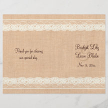 Programa de marfil del boda de la arpillera del co flyer personalizado