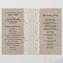 Programa de marfil rústico del boda de la cinta de flyer personalizado