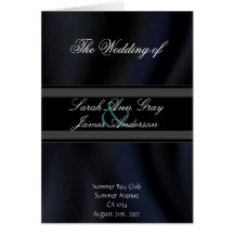 Programa de seda negro del boda tarjeton