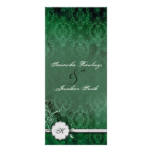 Programa del boda - damasco elegante del monograma tarjeta publicitaria personalizada