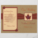 Programa del boda de la hoja del otoño flyer personalizado