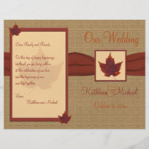 Programa del boda de la hoja del otoño flyer personalizado
