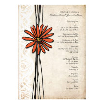 Programa del boda de la margarita anaranjada del v comunicado personalizado