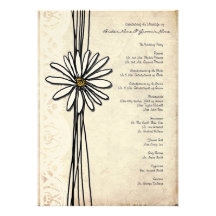 Programa del boda de la margarita blanca del vinta anuncio personalizado