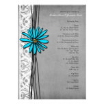 Programa del boda de la margarita gris y azul del  comunicado personalizado