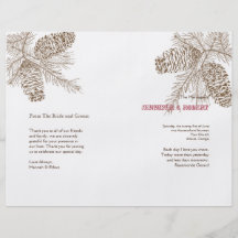 Programa del boda de la naturaleza del cono del pi tarjetones