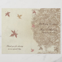 Programa del boda del árbol de Brown Tarjeta Publicitaria