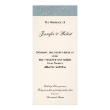 Programa del boda del blanco puro y del azul lonas personalizadas