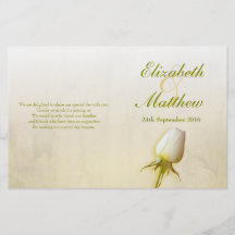 Programa del boda del brote del rosa blanco tarjeton
