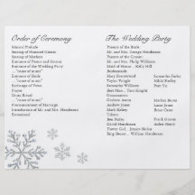 Programa del boda del copo de nieve del invierno tarjetas publicitarias