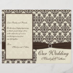 Programa del boda del damasco de la marfil y del c tarjetas informativas