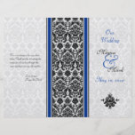 Programa del boda del damasco del azul real y del  flyer a todo color