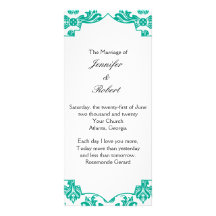 Programa del boda del damasco del verde esmeralda  tarjetas publicitarias personalizadas