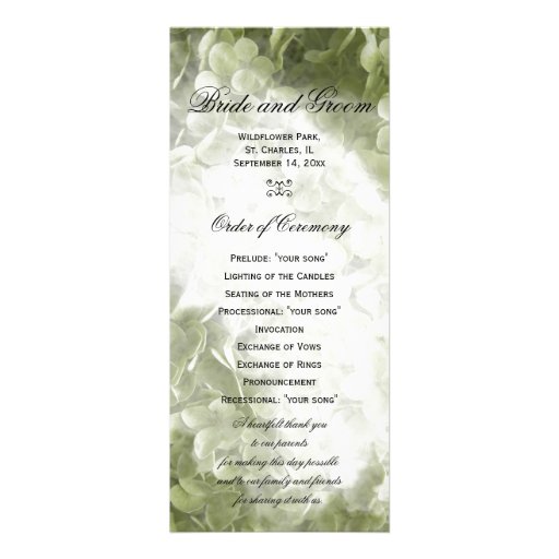 Programa del boda del Hydrangea de Annabelle Invitaciones Personales