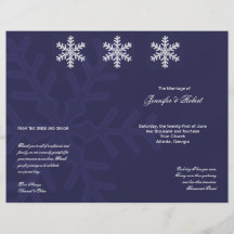 Programa del boda del invierno del copo de nieve d tarjeta publicitaria