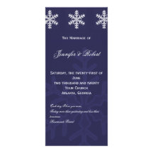 Programa del boda del invierno del copo de nieve d tarjetas publicitarias a todo color