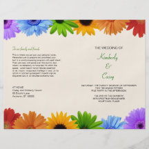Programa del boda del ramo del arco iris tarjetón