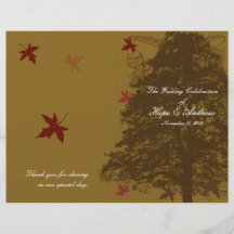 Programa del boda del roble de Brown Tarjeton