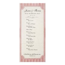 Programa del boda del rosa de la fresa del encanto invitaciones personalizada