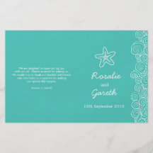 Programa del boda del verde de la estrella de mar  tarjetones