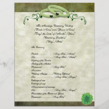 Programa delantero del boda verde/trasero de encar tarjetas publicitarias