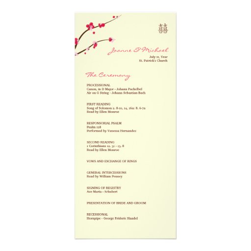Programa doble del boda de la felicidad de la flor lona personalizada