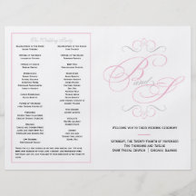 Programa elegante del boda de la escritura - rosa flyer personalizado