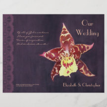 Programa elegante del boda de la orquídea del negr flyer personalizado