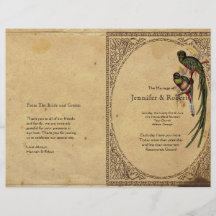 Programa elegante del boda del pájaro de quetzal d tarjetones