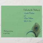 Programa elegante del boda del pavo real (verde) flyer a todo color