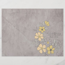 Programa floral amarillo y gris del vintage del bo flyer personalizado