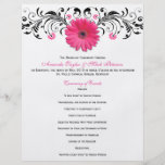 Programa floral blanco del boda del negro rosado d tarjetas publicitarias