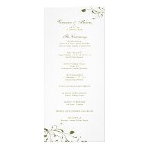 Programa floral del boda de la etiqueta de la verd lona personalizada