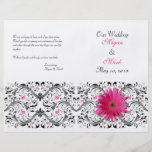 Programa floral del boda de la margarita rosada de flyer a todo color