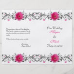 Programa floral del boda de la margarita rosada de flyer a todo color
