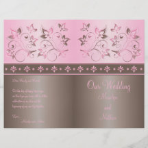 Programa floral del boda de la moca y del rosa tarjetones