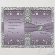 Programa floral del boda del ciruelo y del estaño flyer a todo color